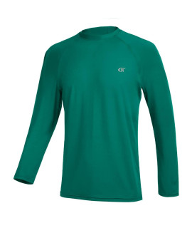 Mens Long Sleeve Swim Shirts Rash Guard Upf 50 Uv Sun Protection Shirt Athletic Workout Running Hiking T-Shirt Swimwear Emeraldgreen L