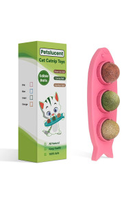 Petslucent 3In1 Cat Catnip & Silverine Balls Wall Toys For Indoor Cats (Pink)