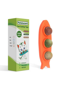Petslucent 3In1 Cat Catnip & Silverine Balls Wall Toys For Indoor Cats (Orange)