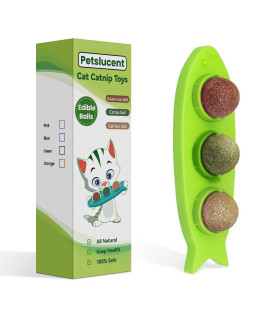 Petslucent 3In1 Cat Catnip & Silverine Balls Wall Toys For Indoor Cats (Green)