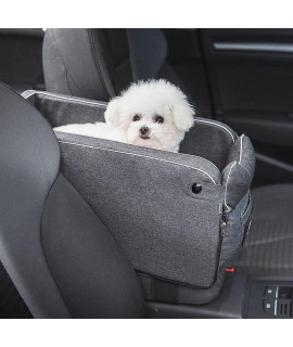 Pet Bed for Car Travel,Small Dog/Cat Booster Seats, On Car Interactive Pet Seat,Car Center Console Puppy Booster Bed Armrest Pet Carrier for Small Pets,Safety Tethers Included,Suitable for Most Car