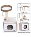 HOOPET cat Tree cat Tower for Indoor Cats,31.5 Inches Modern Wood Cat Condo with Scratching Post, Handmade Wicker Perch with Padded Cushion, and Dangling Ball for Cats Play and Rest