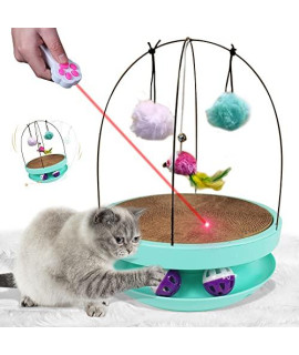 YILUSH Cat Scratcher Toy Cat Turntable Toy with Hanging Toys Detachable Design Interactive Cat Toy with Scratching Pad Treat Puzzle Toys for Cats All-in-one Track Toy for Hunting,Chasing