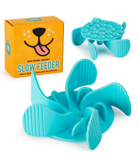 Dog Bowl Slow Feeder - Our Slow Eating Dog Bowl Insert Fits 4.7 - 7 Dog Bowls - Flexible Silicone Blades Prevent Gulping, Choking & Bloating - 23 Suction Cups Provide Stay-Put Stability