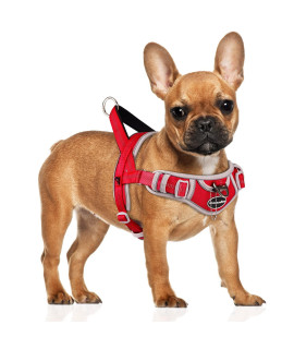 Adventuremore Dog Harness For Small Dogs No Pull, Dog Halter Harness Adjustable Reflective Dog Vest Escape Proof Dog Harness With Easy Control Front Clip Handle For Training Walking S Red