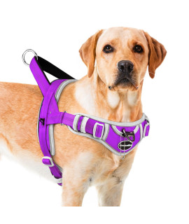 Adventuremore Dog Harness For Large Dogs No Pull, Sport Dog Halter Harness Reflective Breathable Dog Vest Escape Proof Dog Harness With Easy Control Front Clip Handle For Training Walking L Purple