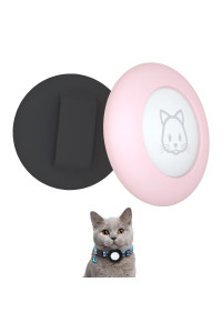 2022 Airtag Cat Collar Holder, Small Air tag Cat Collar Holder Compatible with Apple Airtag GPS Tracker, 2Pack Waterproof Case Cover for Cat Dog Pet Collar Within 3/8 inch (Black&Pink)