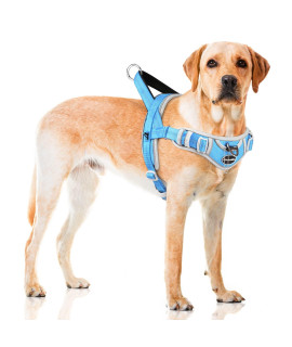 Adventuremore Dog Harness For Medium Dogs No Pull, Sport Dog Halter Harness Adjustable Reflective Dog Vest Escape Proof Dog Harness With Easy Control Front Clip Handle For Training Walking M Blue