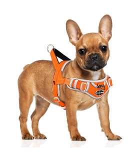 Adventuremore Dog Harness For Small Dogs No Pull, Dog Halter Harness Adjustable Reflective Dog Vest Escape Proof Dog Harness With Easy Control Front Clip Handle For Training Walking S Orange