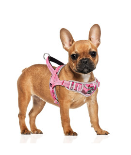 Adventuremore Dog Harness For Small Dogs No Pull, Dog Halter Harness Adjustable Reflective Dog Vest Escape Proof Dog Harness With Easy Control Front Clip Handle For Training Walking S Pink