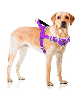 Adventuremore Dog Harness For Medium Dogs No Pull, Sport Dog Halter Harness Adjustable Reflective Dog Vest Escape Proof Dog Harness With Easy Control Front Clip Handle For Training Walking M Purple