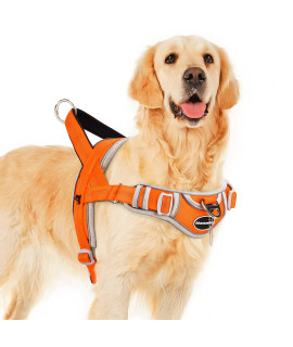 Adventuremore Dog Harness For Large Dogs No Pull, Sport Dog Halter Harness Reflective Breathable Dog Vest Escape Proof Dog Harness With Easy Control Front Clip Handle For Training Walking Xxl Orange