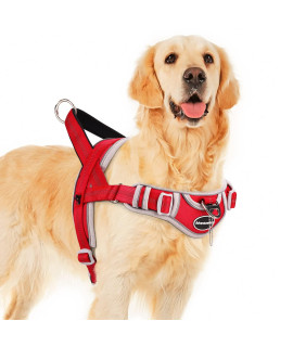 Adventuremore Dog Harness For Large Dogs No Pull, Sport Dog Halter Harness Reflective Breathable Dog Vest Escape Proof Dog Harness With Easy Control Front Clip Handle For Training Walking Xl Red