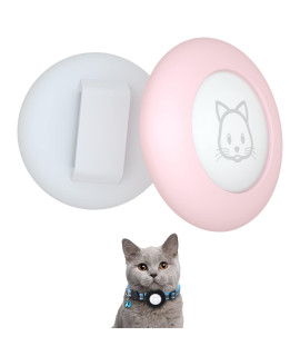 2022 Airtag Cat Collar Holder, Small Air tag Cat Collar Holder Compatible with Apple Airtag GPS Tracker, 2Pack Waterproof Case Cover for Cat Dog Pet Collar Within 3/8 inch (Pink&White)