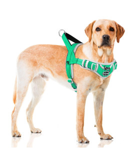 Adventuremore Dog Harness For Medium Dogs No Pull, Sport Dog Halter Harness Adjustable Reflective Dog Vest Escape Proof Dog Harness With Easy Control Front Clip Handle For Training Walking M Green