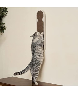 Cat Scratching Post Include No Drilling Wall Mount Way, OKCAT Wooden Wall Mounted Cat Scratcher, 2 Pack Replaceable Floor or Wall Cat Scratchers for Indoor Cats or Kittens (24 x 6 Inches)