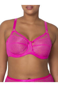 Smart Sexy Womens Plus-Size Lace Mesh Unlined Underwire Full Coverage Bra, Medium Pink, 44D