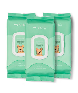 Wild One, Eucalyptus Natural Dog Grooming Wipes, Cruelty-Free, Resealable Lid, 70 Wipes Per Pouch, 210 Count
