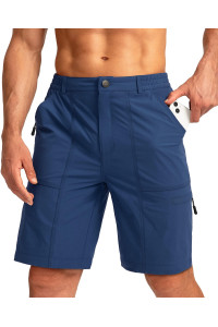 Viodia Mens Hiking Cargo Shorts With 6 Pockets Quick Dry Lightweight Stretch Shorts For Men Outdoor Fishing Golf Shorts Lyons Blue