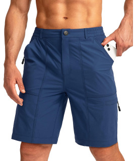 Viodia Mens Hiking Cargo Shorts With 6 Pockets Quick Dry Lightweight Stretch Shorts For Men Outdoor Fishing Golf Shorts Lyons Blue