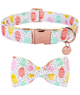 Dogwong Easter Dog Collar With Bowtie, Easter Egg Holiday Dog Collar Comfortable Durable Dog Collar For Small Medium Large Dog