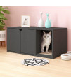 Way Basics Cat Litter Box Enclosure Modern Stackable Pet House Furniture, Charcoal Black
