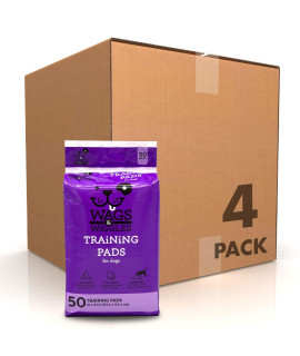 Wags & Wiggles Training Pads for Dogs, 50 Count - 4 Pack | Puppy Pee Pads for Dogs | Dog and Puppy Supplies | Dog Training Pads, Strong and Absorbent Training Pads,FF9573PCS4