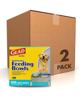 Glad for Pets Disposable Feeding Bowls | Large Disposable Dog Bowls | Dog Food Bowls Made from Recyclable Material in Teal Pattern | 3.5 Cup Feeding Size, 200 Count