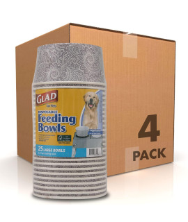 Glad for Pets Disposable Feeding Bowls | Large Disposable Dog Bowls in Gray Pattern | 3.5 Cup Feeding Size, 100 Count - Dog Bowls are Great for Dry and Wet Dog Food or Water
