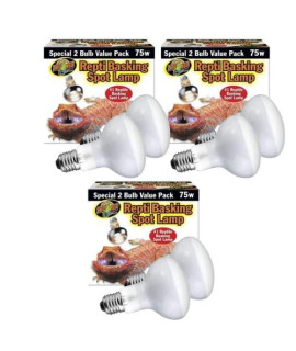Zoomed Reptile Basking Spot Lamp 75 Watts (2 per Pack) - Includes Attached Pro-Tip Guide