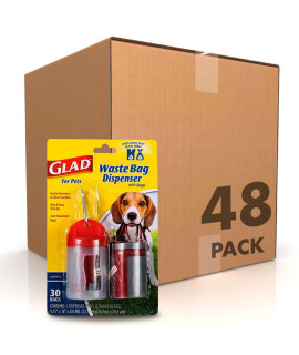 Glad for Pets Extra Large Unscented Dog Waste Bags with Dispenser and Metal Clip - Plastic Disposable Heavy Duty Poop Bags for Dogs, Easy to Use for Dog Walking, 1440 Count