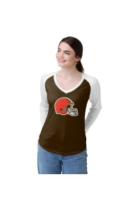Foco Cleveland Browns Nfl Womens Big Logo Solid Raglan T-Shirt