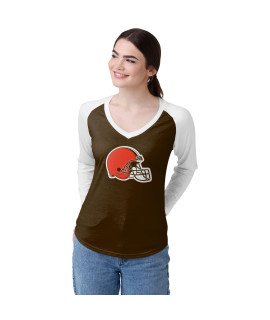 Foco Cleveland Browns Nfl Womens Big Logo Solid Raglan T-Shirt
