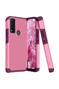 Tjs Compatible With Tcl 30 Xe 5G Case Inch, Dual Layer Hybrid Shockproof Drop Protection Impact Cover Phone Case (Pink)