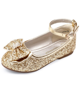 Pandaninjia Girls Flats, Toddler Dress Shoes For Girls, Mary Jane Princess Shoes Wedding Party School Flower Ballet Shoes For Girls Kids Toddler (Gold Sequin, 8 M Us Toddler)