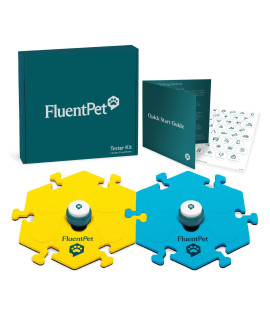 FluentPet Dog Talking Button Tester Kit | Teach Your Dog or Cat to Talk | Bunny's Favorite Recordable Sound Buttons Brand | 2 x Recordable Sound Buttons + 2 x Compact HexTile Soundboard Mats