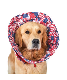 CICISPET Pet Recovery Collar - Soft Cone for Dogs and Cats Post Surgery & Long Term Use for Anxious Biting Licking - Adjustable Multi-Sizes - American Flags - Small