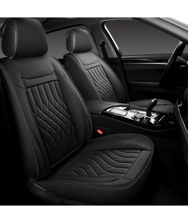 Sanwom Leather Car Seat Covers Full Set, Universal Automotive Vehicle Seat Covers, Waterproof Vehicle Seat Covers For Most Sedan Suv Pick-Up Truck, Black