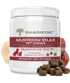 Real Mushrooms Calming Chews for Dogs - Cat & Dog Calming Treats w Reishi & Lion's Mane, Calming Treats for Dogs, Calming Chews for Relaxation, Calming Bites for Pet, Calming Cat Treats - 60ct