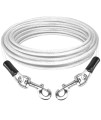 Pnbo Dog Tie Out Cable 20Ft Dog Runner For Yard Steel Wire Dog Leash Cable With Durable Superior Clips,Dog Chains For Outside Dog Lead For Large Dogs Up To 55Lbs (20Ft 35Mm, Silver)