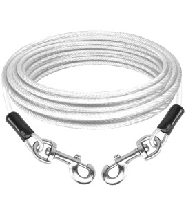 Pnbo Dog Tie Out Cable 20Ft Dog Runner For Yard Steel Wire Dog Leash Cable With Durable Superior Clips,Dog Chains For Outside Dog Lead For Large Dogs Up To 55Lbs (20Ft 35Mm, Silver)