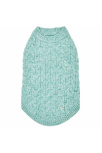 Blueberry Pet 2022/2023 New Classic Fuzzy Textured Knit Pullover Crew-Neck Dog Sweater in Heathered Jade, Back Length 16, Pack of 1 Clothes for Dogs