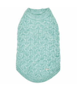 Blueberry Pet 2022/2023 New Classic Fuzzy Textured Knit Pullover Crew-Neck Dog Sweater in Heathered Jade, Back Length 12, Pack of 1 Clothes for Dogs
