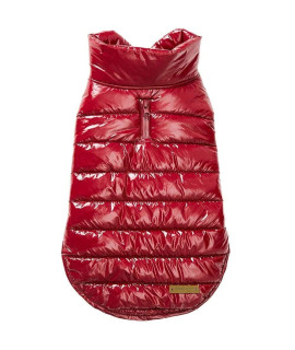 Blueberry Pet Cozy & Comfy Windproof Lightweight Quilted Fall Winter Glossy Dog Puffer Jacket in Deep Rouge, Back Length 24", Size 22, Warm Coat for Large Dogs