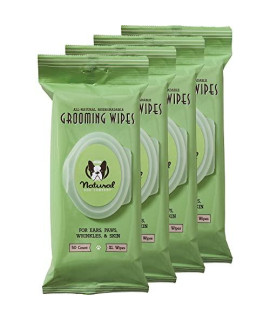 Natural Dog Company Grooming Wipes with Aloe Vera, Cleanses, Soothes, & Deodorizes, Fragrance Free, Hypoallergenic, Biodegradable Wipes (200 Wipes)