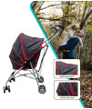 AmorosO Pet Stroller - Lightweight Foldable Stroller for Travel with Mesh Viewing Window - Water-Proof and Stain-Proof - Dog Stroller/Cat Stroller with Backside Storage - Black/Red