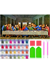 Jesmolla Diy 5D Full Square Diamond Painting By Number Kits For Adults, Diamond Painting Kits Square Full Drill Diamond Art Kit Picture Craft For Home Wall Art Decor, 158X335, The Last Supper