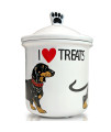 Dog Treat Jar for Dachshund or Weiner Dogs - Cute Dachshund Decor - Great Dachshund Gifts for Women - Ceramic Dog Food Containers - Non-Scratch Base - Cookie Jars for Kitchen Counter Airtight Lids