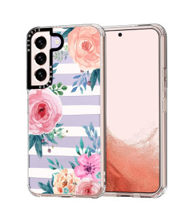Mosnovo For Samsung S22 Plus Case, For Samsung Galaxy S22 Plus 5G Case, Clear Slim Soft Tpu + Pc Cover Case With Women Girl Blossom Stripes Floral Flower Design Case For Galaxy S22 Plus