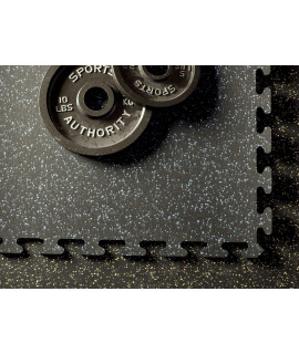 American Floor Mats Fit-Lock 38 Inch Heavy Duty Rubber Flooring - Interlocking Rubber Tiles (24 X 24 Tile) 10 Tan 14 X 16 Set (56 Tiles Total) - Exercise Mats, Home Gym Sets